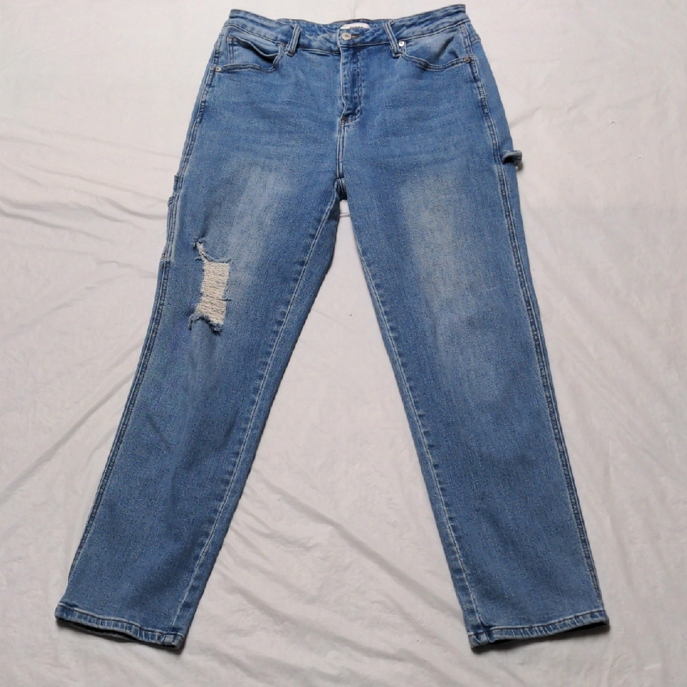 Ceros High Rise Straight Leg Cargo Carpenter Jeans Sz 31